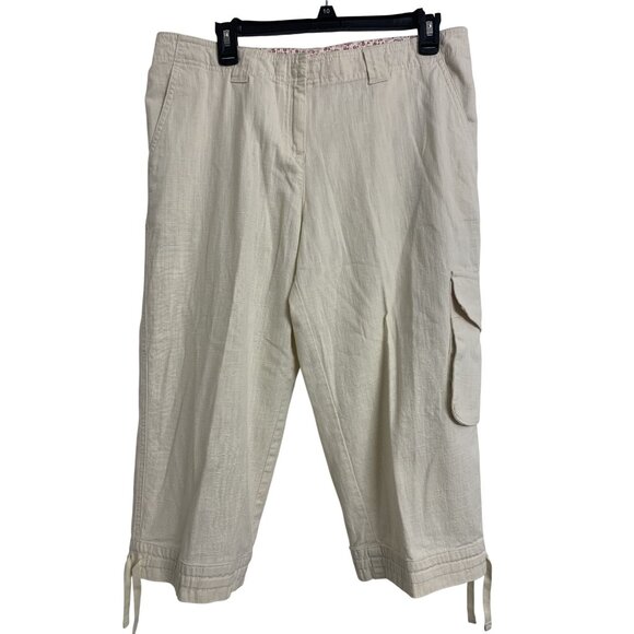 J. Jill Cotton Cropped Cargo Coastal Grama Lightweight Pants Size 12P - Picture 1 of 8